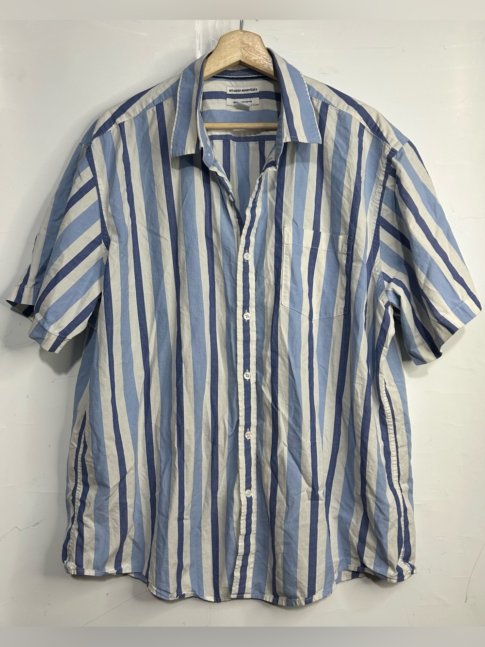 5 for $25🔥Amazon Essentials Blue Vertical Striped Button Front Shirt XXL